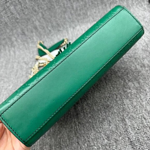 GUCCI Emily Small Green Leather Shoulder Bag 599-061125 - Picture 8 of 14